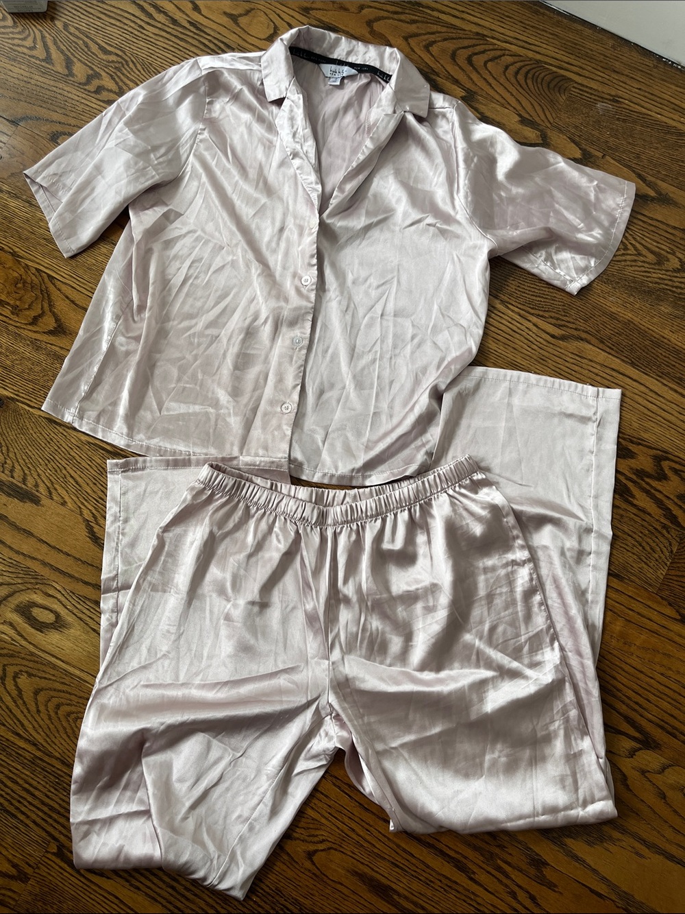 Nicole Miller Satin Loungewear Set in Pale Pink